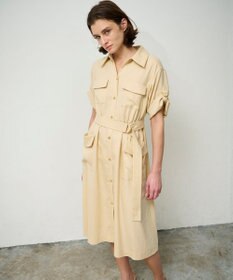 GRACE CONTINENTAL リネンタッチサファリドレス