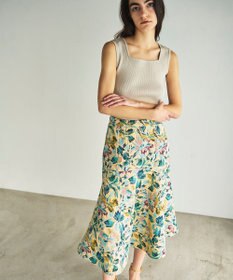 GRACE CONTINENTAL フラワージャガードフレアスカート