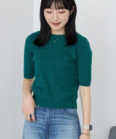 AMERICAN HOLIC ケーブル5分袖ニットプルオーバー