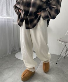 WEGO 【あったか/ウエストゴム】裏起毛スウェットジョガーパンツ