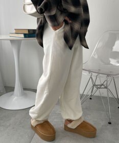 WEGO 【あったか/ウエストゴム】裏起毛スウェットジョガーパンツ