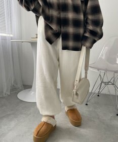 WEGO 【あったか/ウエストゴム】裏起毛スウェットジョガーパンツ