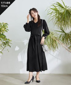 Tiaclasse L 【洗える】レース切り替えフレアワンピース