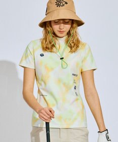 PW CIRCULUS 【吸水速乾  / UV遮蔽率99.5%  UVカット / ストレッチ】【WOMEN】タイダイ柄モックネックT ゴルフウェア レディース イエロー系5