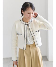 Te chichi ミラノリブ配色ラインカーディガン