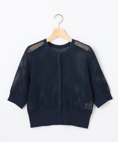 組曲 L 【前後着用可】メッシュ5分袖ニット カーディガン