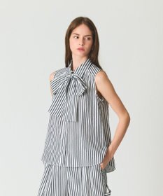 GRACE CONTINENTAL ヒッコリージャガードボウタイブラウス