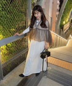 Green Parks リボンチュールデザインブラウス