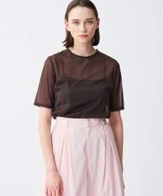 uncrave トリコットシフォン ハーフスリーブカットソー ブラウン