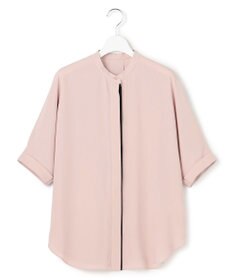 ICB L 【先行予約・WEB限定カラーあり】BackSatinAmunzen 5分袖バンドカラーブラウス