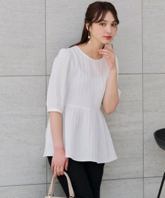 ANY SIS S 【洗える】ジャガードペプラム ブラウス