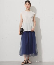 自由区 【カタログ掲載・洗える】フリンジディテールノースリーブ カットソー