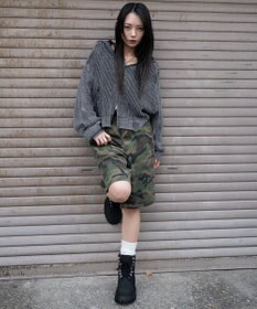 WEGO ダメージニットジップパーカー