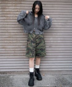 WEGO ダメージニットジップパーカー