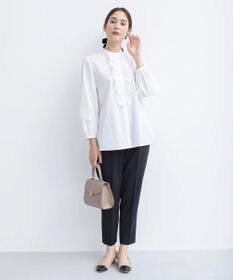 組曲 コンパクトシャーティング フリルブラウス