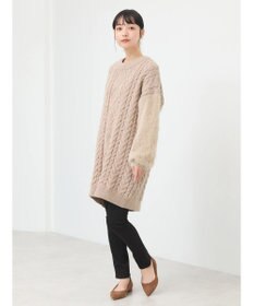 earth music&ecology 袖ファーケーブルミニワンピース