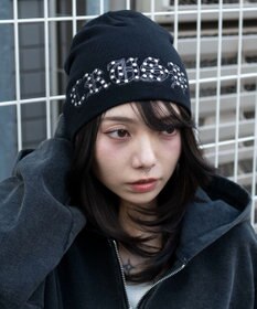 WEGO ロゴ刺繍スタッズビーニー