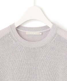 ICB L 【WEB限定カラーあり・洗える】ペーパーブレンドシャインニット 五分袖プルオーバー