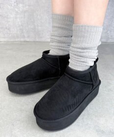 WEGO 【25年秋冬新作/あったかブーツ】厚底ムートンタッチブーツ