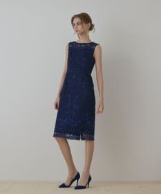 GRACE CONTINENTAL コ－ド刺繍タイトドレス