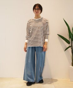 J.PRESS YORK STREET 【WOMEN】ポケットボーダーロングスリーブ Tシャツ