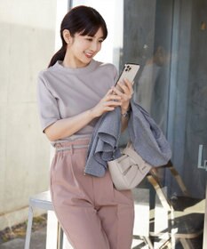 Tiaclasse L 【小倉優子さん着用・洗える・接触冷感・汗ジミ防止】“サマさまカットソー”ハーフスリーブベーシックトップス