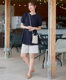 Tiaclasse 【2TYPE/総レース・袖レース】パンチングレースパフスリーブチュニックブラウス