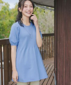 Tiaclasse リブ切替スカラップニットチュニック