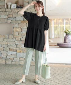 Tiaclasse リブ切替スカラップニットチュニック