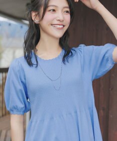 Tiaclasse リブ切替スカラップニットチュニック