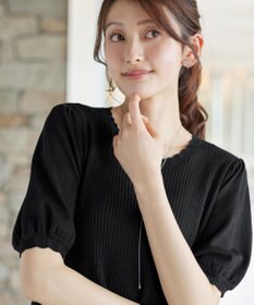 Tiaclasse リブ切替スカラップニットチュニック