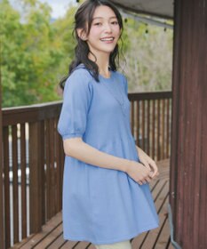 Tiaclasse リブ切替スカラップニットチュニック