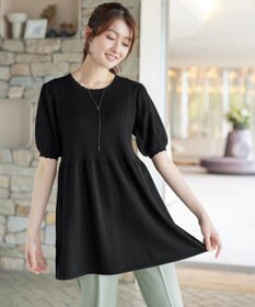 Tiaclasse リブ切替スカラップニットチュニック