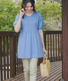 Tiaclasse リブ切替スカラップニットチュニック