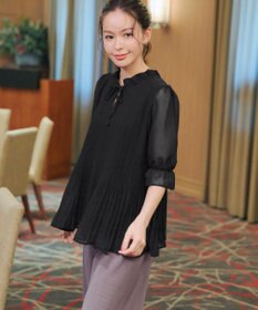 Tiaclasse 【前後2way・洗える】シアープリーツブラウス