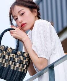 Tiaclasse 【2TYPE/総レース・袖レース】パンチングレースパフスリーブチュニックブラウス