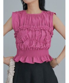 Green Parks シャーリングデザインコルセット風ブラウス