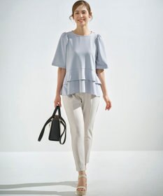 組曲 L 【接触冷感・吸湿・UVカット】ジョーゼットジャージーフリルブラウス