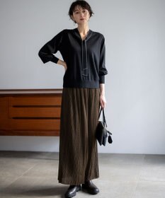 23区 L 【洗える】ウーステッドウール ボウタイ ニット