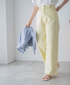 WEGO カラーウエストフィットワイドストレートパンツ