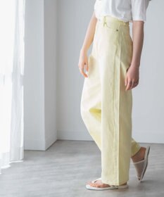 WEGO カラーウエストフィットワイドストレートパンツ