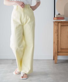 WEGO カラーウエストフィットワイドストレートパンツ