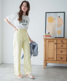 WEGO カラーウエストフィットワイドストレートパンツ