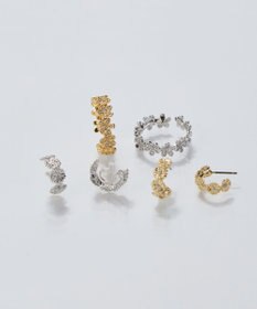 Phoebe 【痛くないシリーズ/金属アレルギー対応】マーガレットフラワーフープライトフィットイヤリング　シルバー