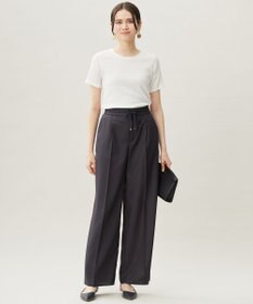 自由区 【カタログ掲載・接触冷感・UVケア・洗える】フルダルスパンマイクロピーチワイドストレート パンツ