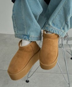 WEGO 【暖かい】厚底ショートFムートンブーツ