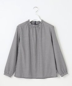 J.PRESS LADIES S 【洗える】ポリエステルヴィスコースブロックチェック フリルネック ブラウス
