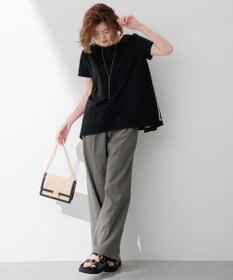 23区 L 【洗える】リネンレーヨンストレッチ ドロスト パンツ