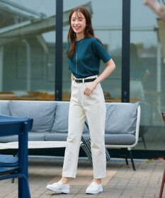 Tiaclasse L 【小倉優子さん着用・洗える・接触冷感・汗ジミ防止】“サマさまカットソー”ハーフスリーブベーシックトップス