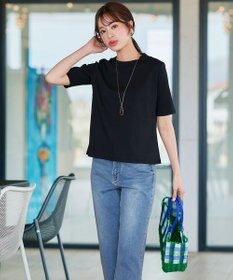 Tiaclasse L 【小倉優子さん着用・洗える・接触冷感・汗ジミ防止】“サマさまカットソー”ハーフスリーブベーシックトップス